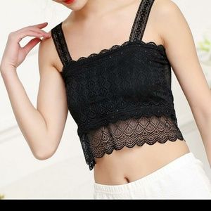 (2) Black & White Lace Crop Tops